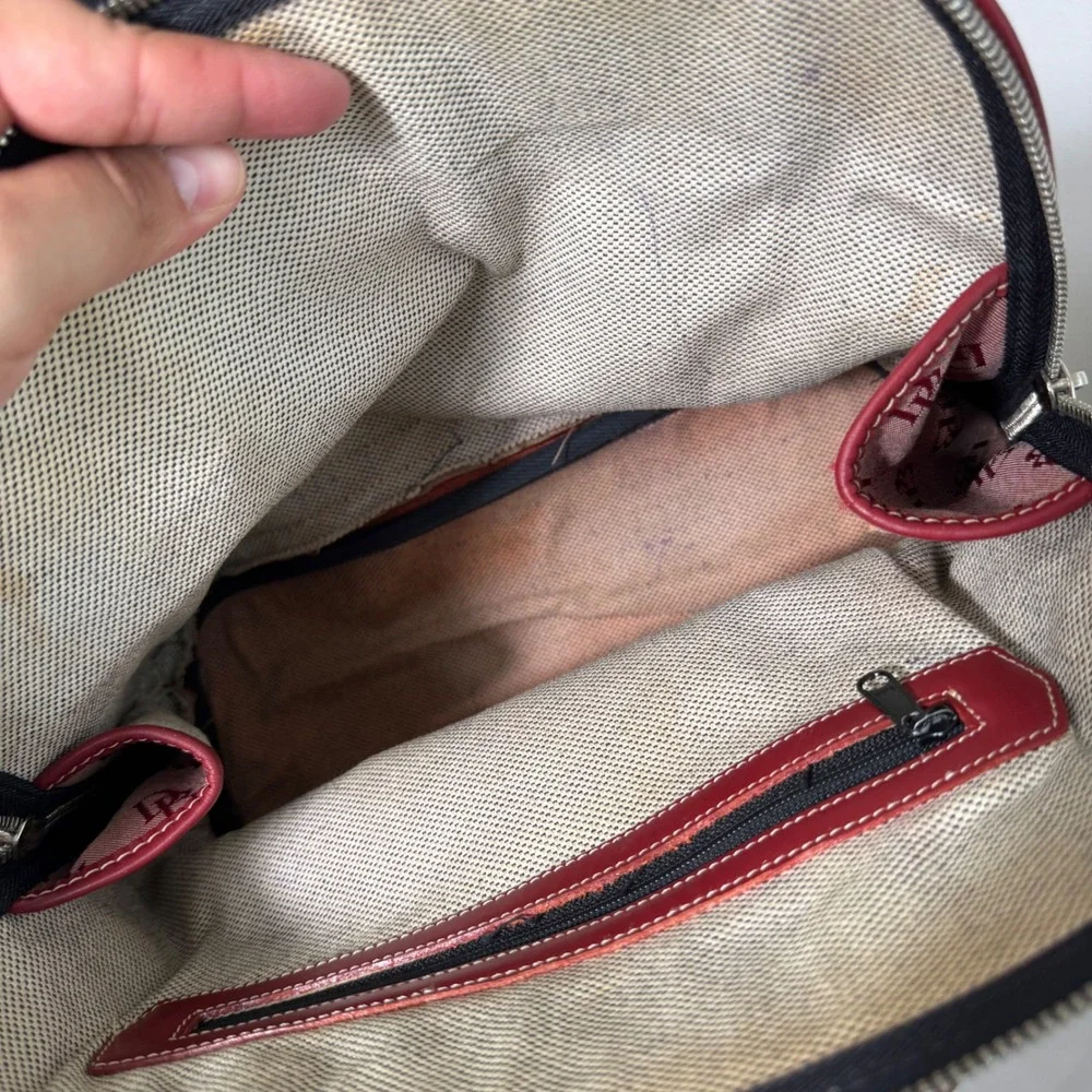 Dooney & Bourke Vintage Red Monogram Canvas Leather Dome Satchel Bag